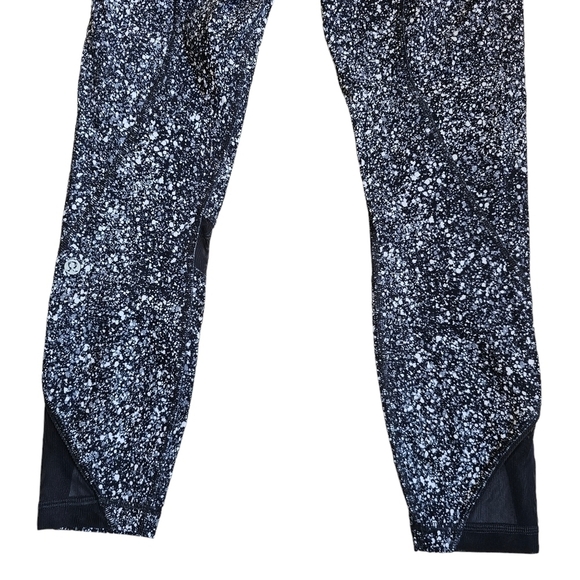 Lululemon Pace Rival Crop Cropped Leggings Paint Splatter White Black Mesh Sz 4 - Picture 5 of 12